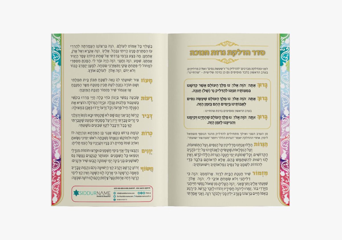 סדר הדלקת נרות חנוכה – דמוי עור – לבן-זהב- 15X15 ס"מ