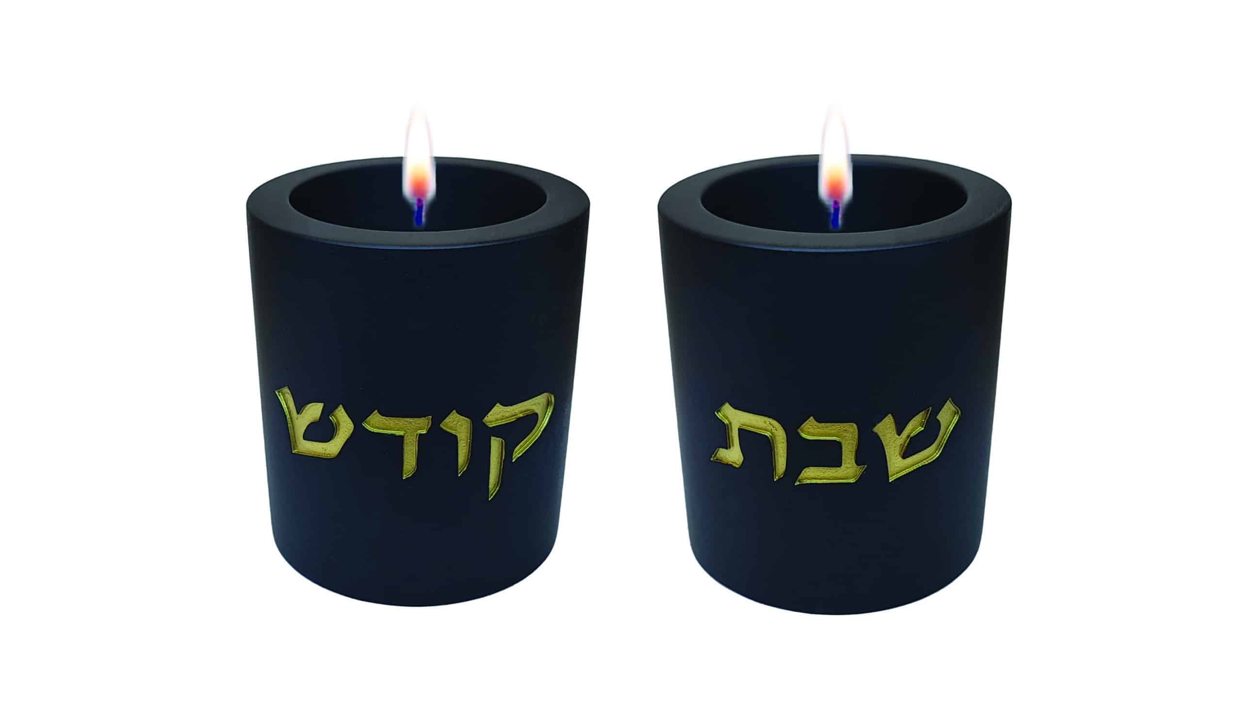 זוג פמוטי בטון עגולים מהודרים - שחור-זהב - 6X11 ס"מ