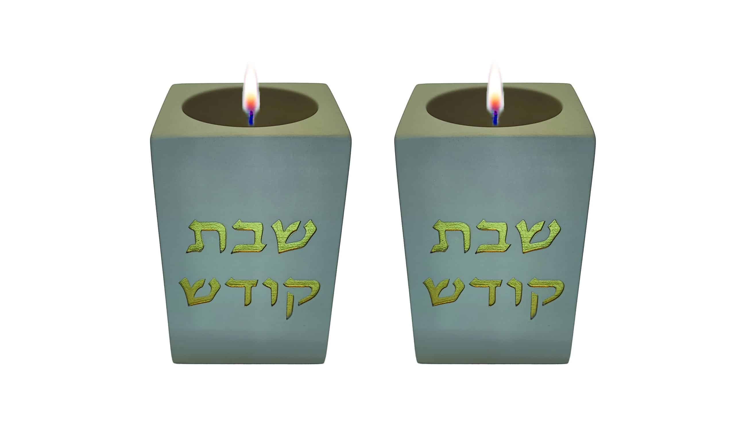 זוג פמוטי בטון מרובעים מהודרים - אפור-זהב - 8X11 ס"מ