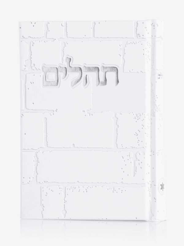תהילים "כותל" 12/17 ס"מ דמוי עור - לבן/כסף