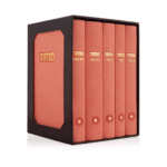 סט מחזורים – כריכה קשה "קורדורוי" ורוד-זהב דמוי עור – עדות מזרח –  12X17 ס"מ – 5 כרכים